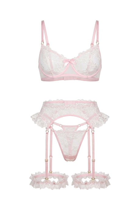 Skye Floral Lace Lingerie Set | Baby Pink - Little Nooks