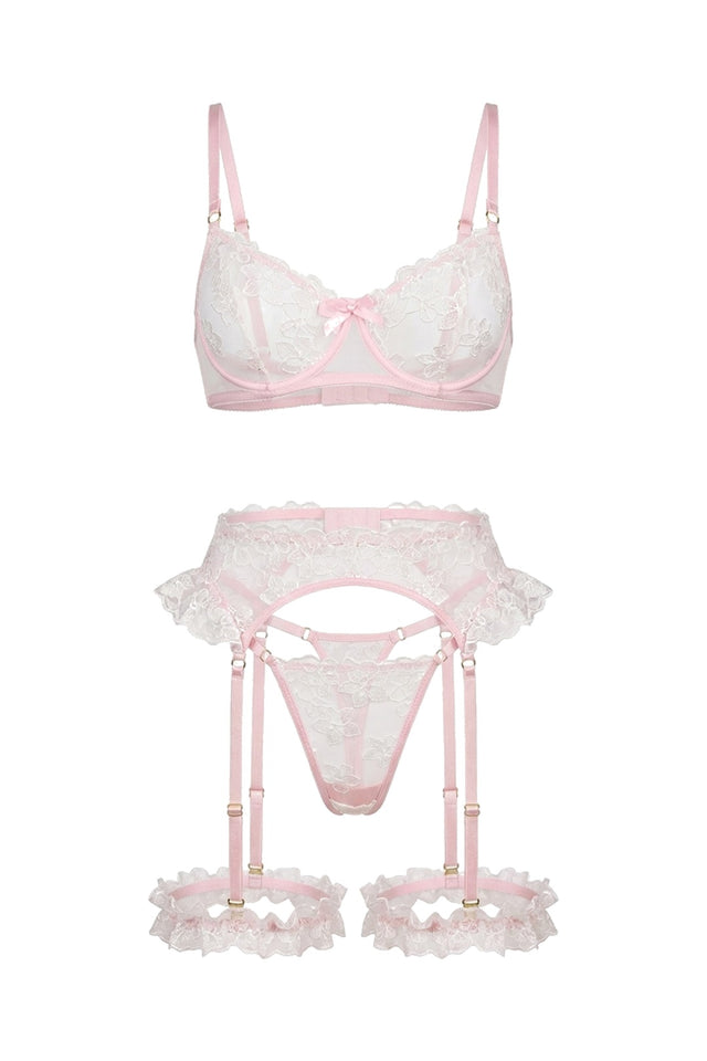 Skye Floral Lace Lingerie Set | Baby Pink - Little Nooks