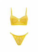 Yellow Daisy Lace Bralette & Thong Set