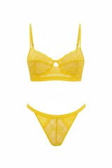 Daisy Lace Bralette & Thong Set | Yellow